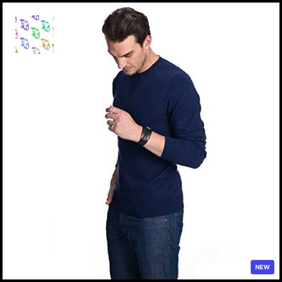 Men's Cashmere Crewneck Sweater Classic Pullover Luxurious Tailored Fit - Picture 5 of 5